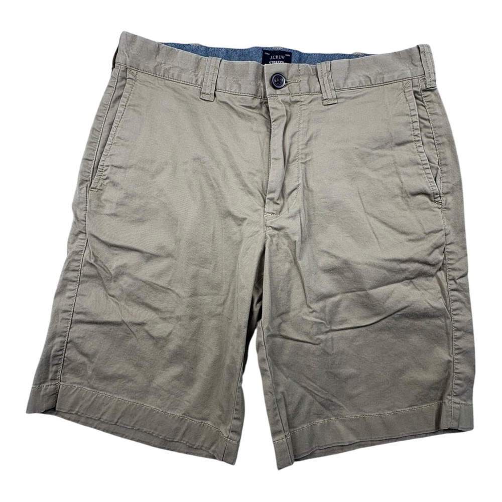 J.Crew Stretch Chino Shorts Mens 29 Khaki Beige Flat Front 9" Inseam‎